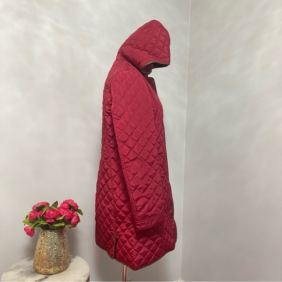 Lauren Ralph Lauren Quilted Hooded Jacket Chili Red & Brown Color - Duplicate - Picture 12 of 17